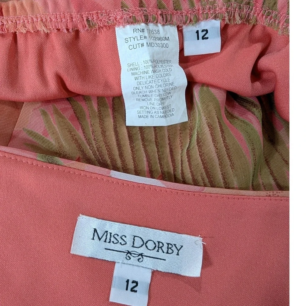 Miss Dorby Vintage Tropical Floral 2 Piece Set Cowl Neck Top Maxi Skirt Coral 12
